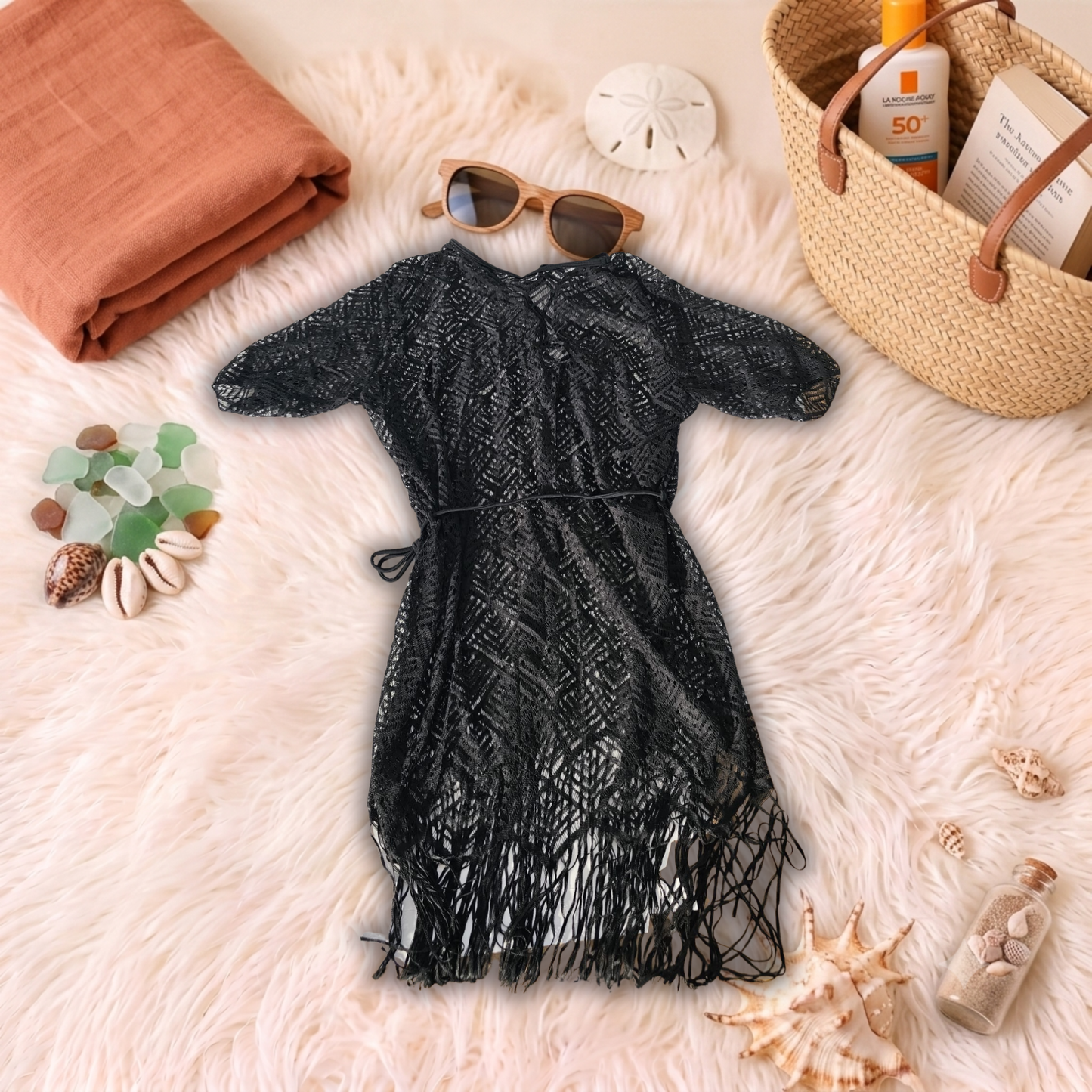 Kimono de plaja Negru A18-20