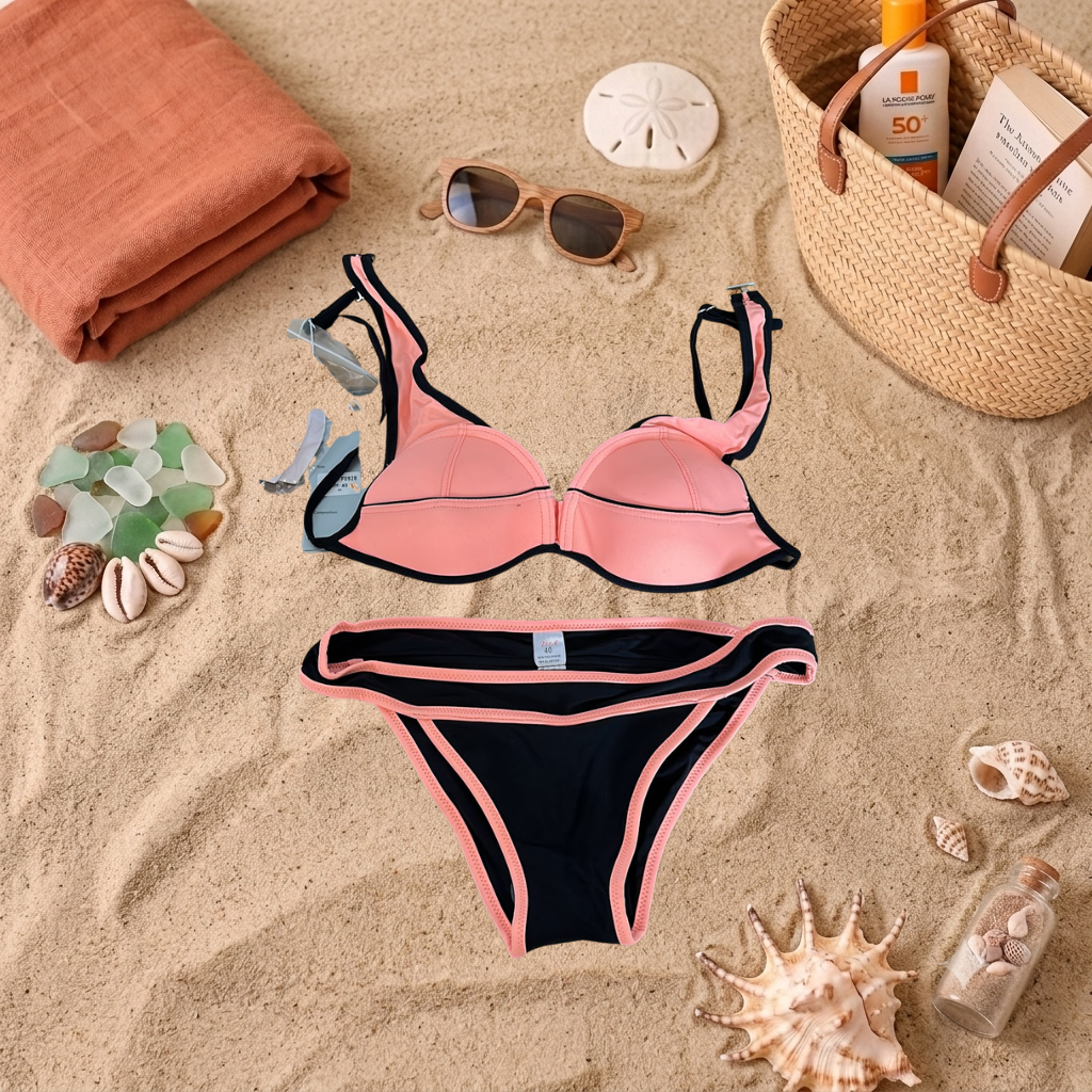 Costum de baie doua piese Roz F0928