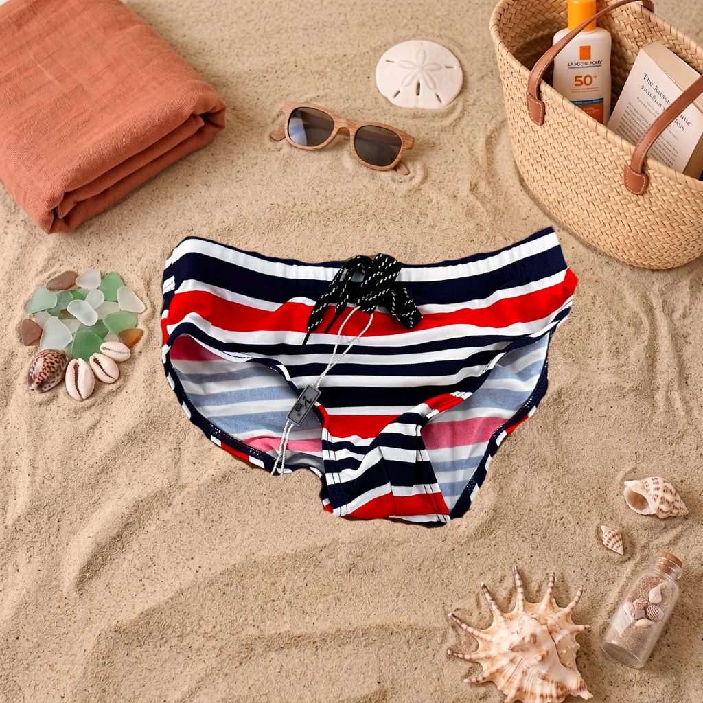 Pantaloni de baie Negru cu Rosu D19-31