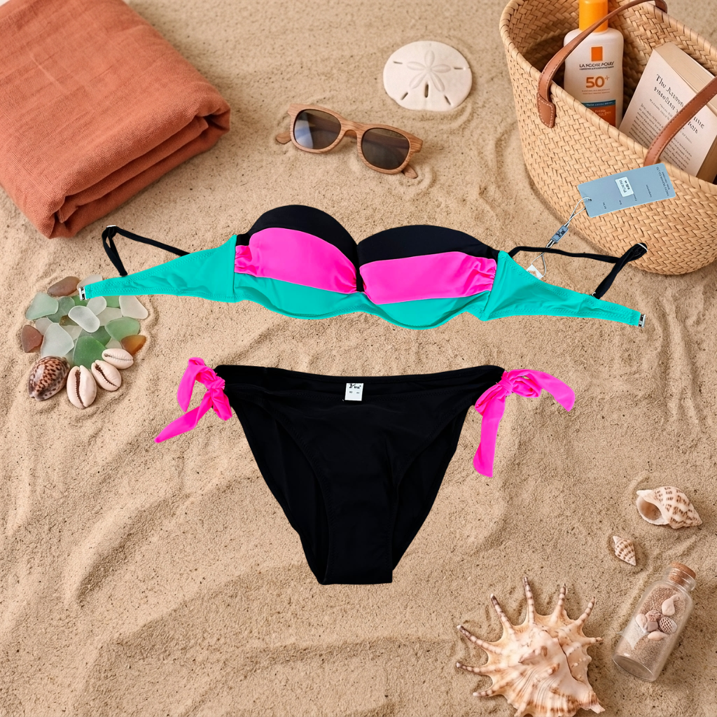 Costum de baie doua piese Negru F15-3
