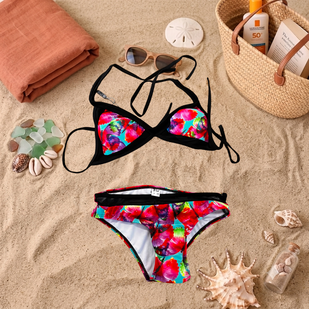 Costum de baie doua piese Fluturi D19-6