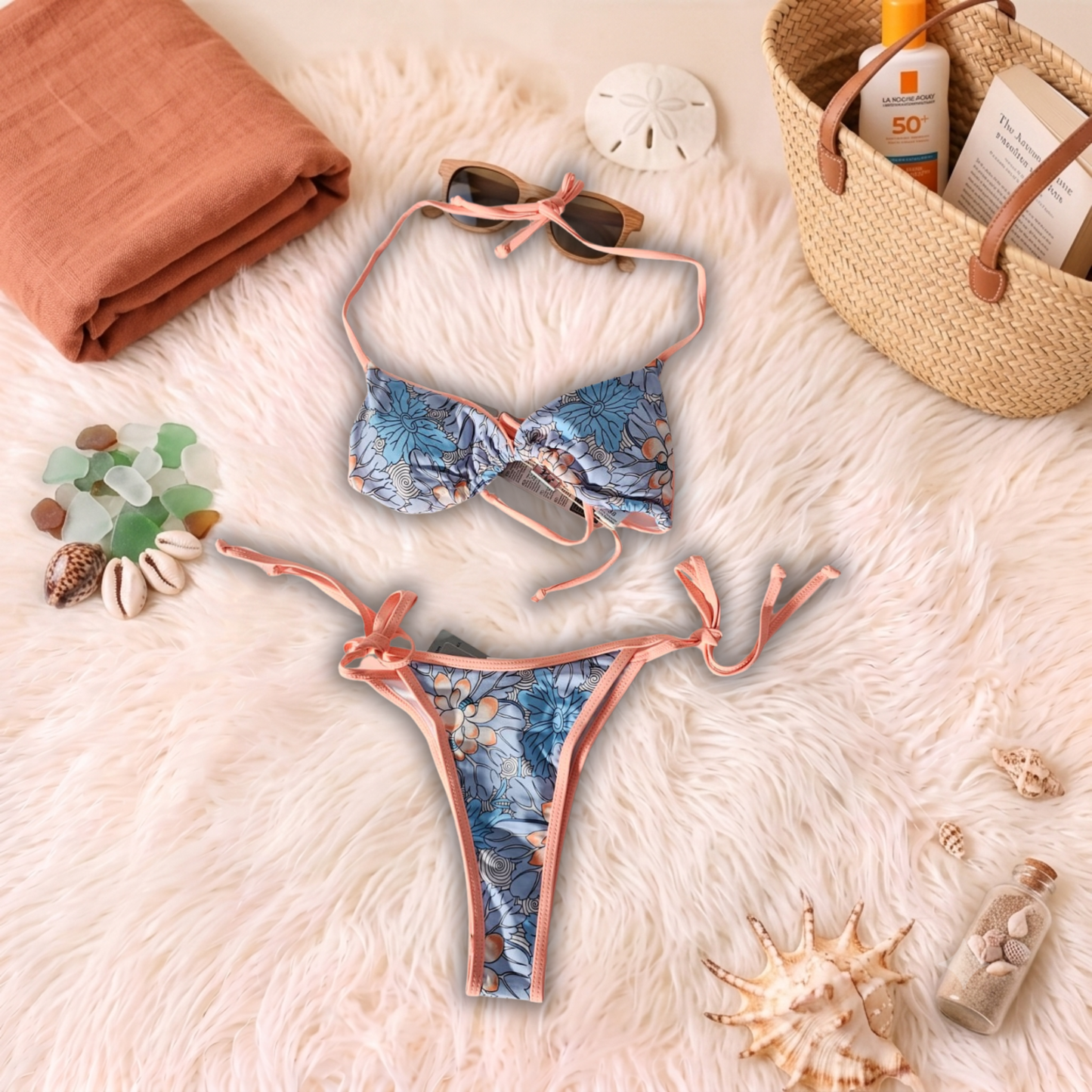Costum de baie doua piese Bleu JA23-5