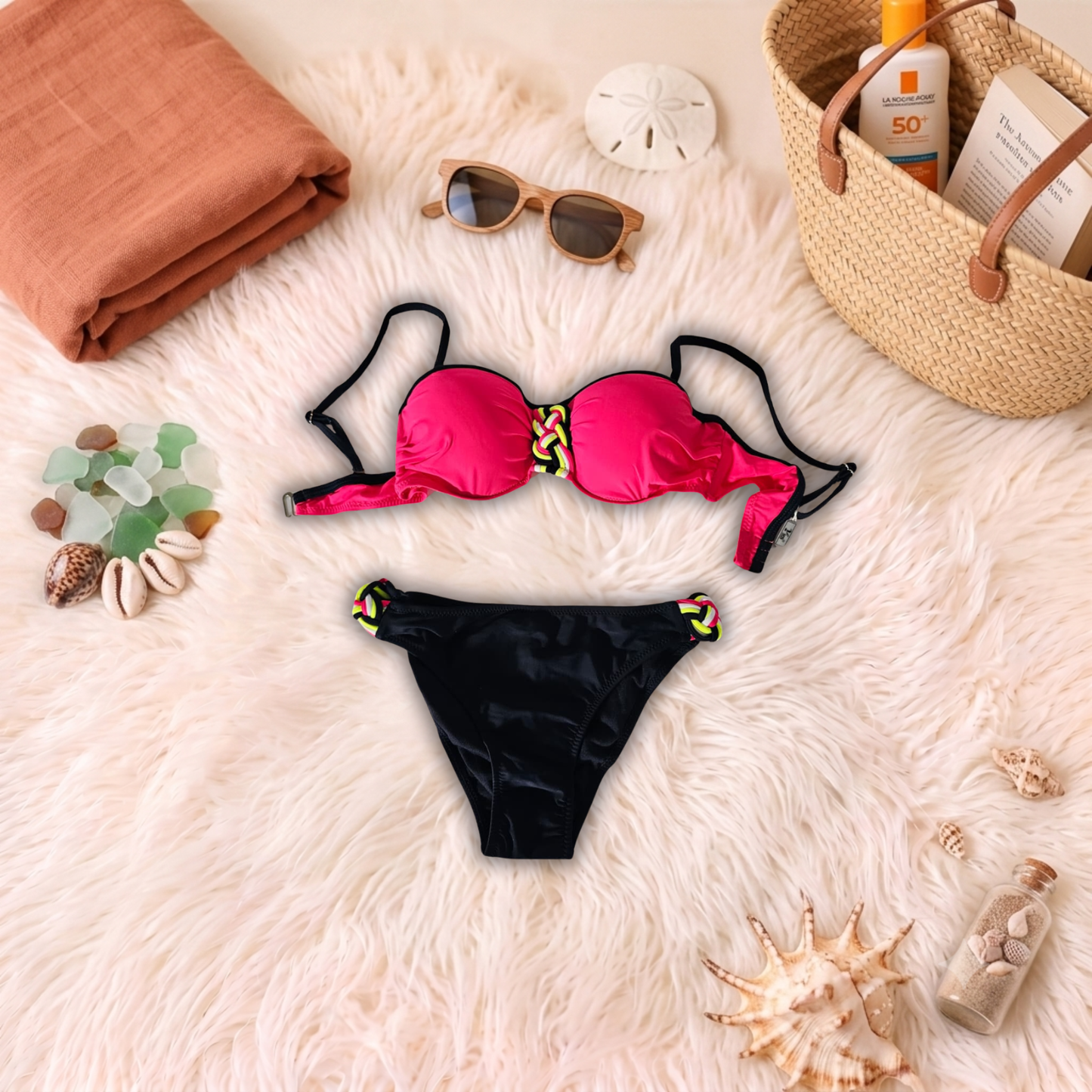 Costum de baie doua piese Fucsia TY1702