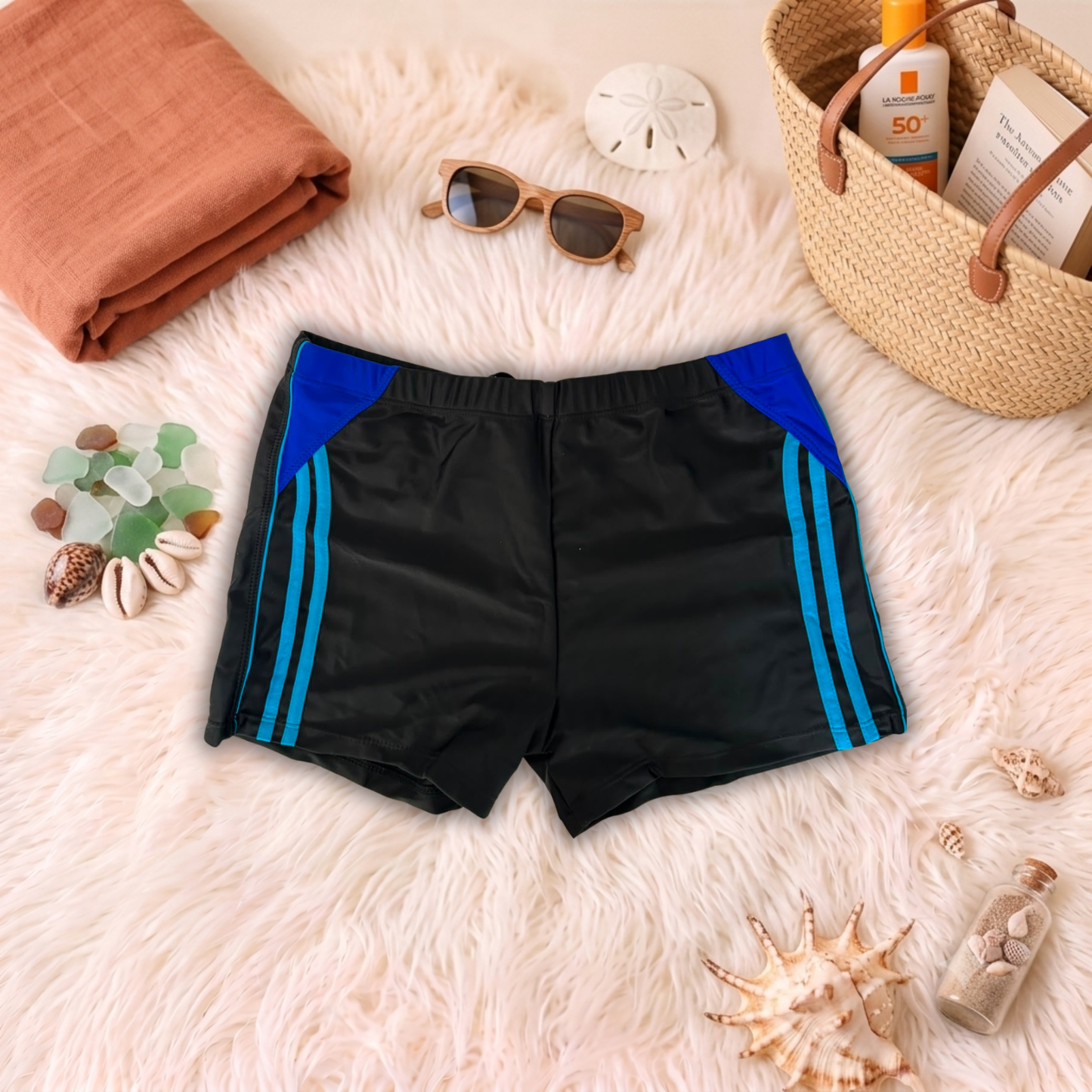 Pantaloni de baie Negru cu Albastru G19-5