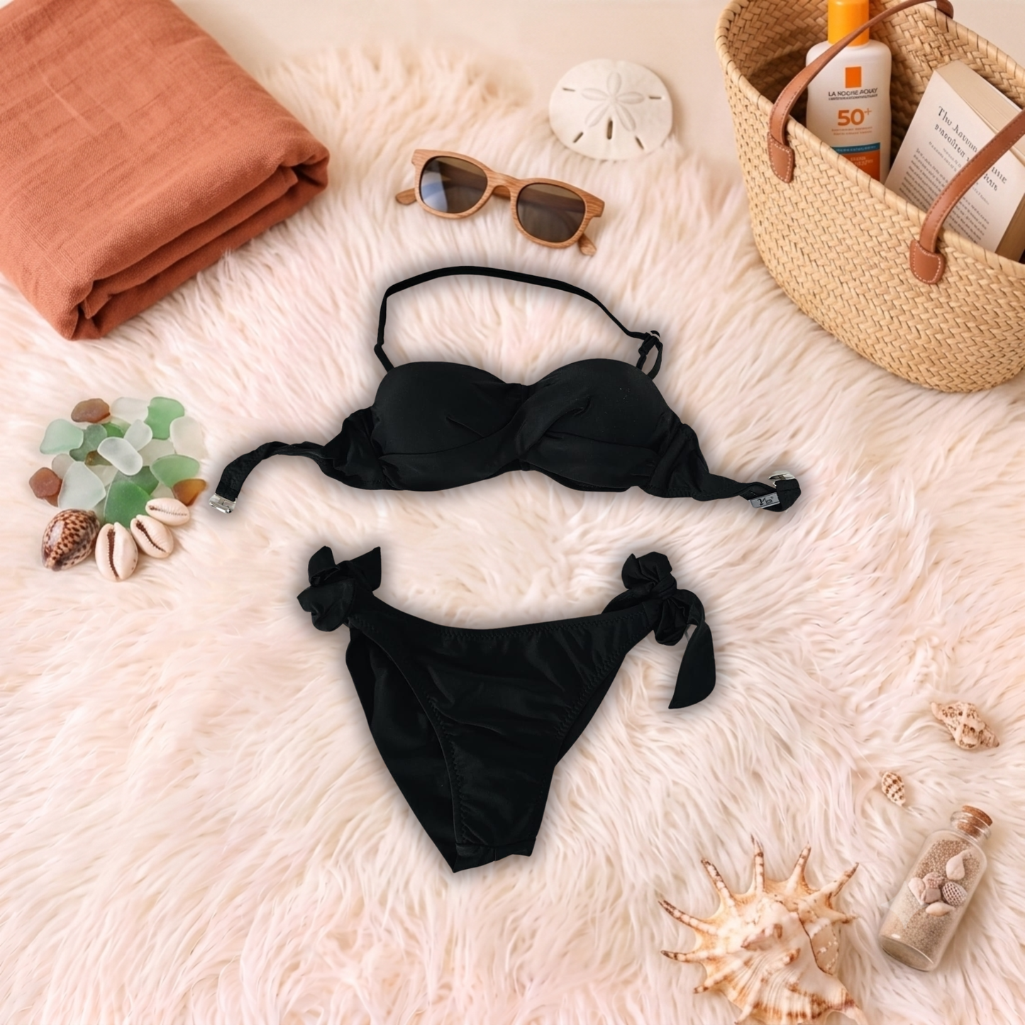Costum de baie doua piese Negru C18-2