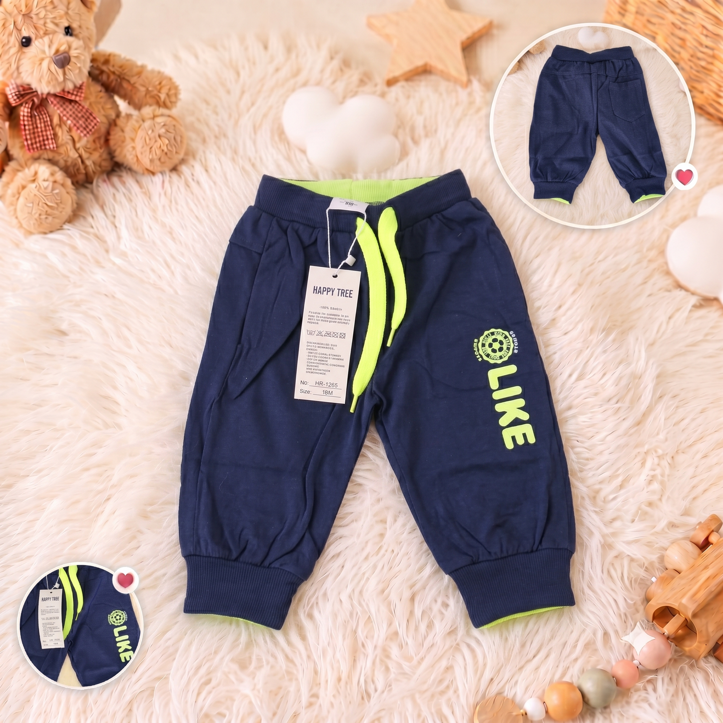 Pantaloni Casual pentru Copii Bleumarin cu Galben HR-1265