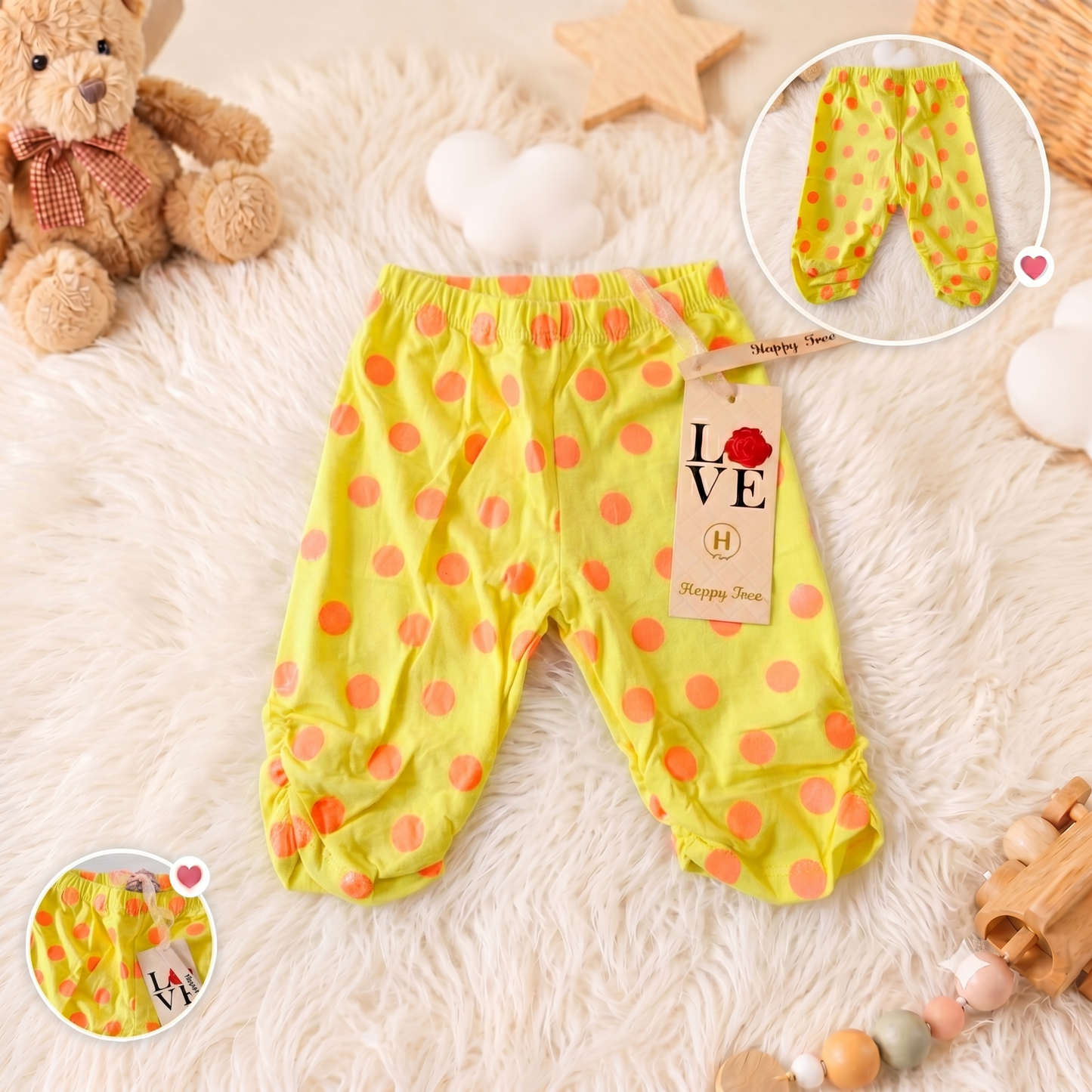 Pantaloni Galben neon cu buline portocalii HR-8433