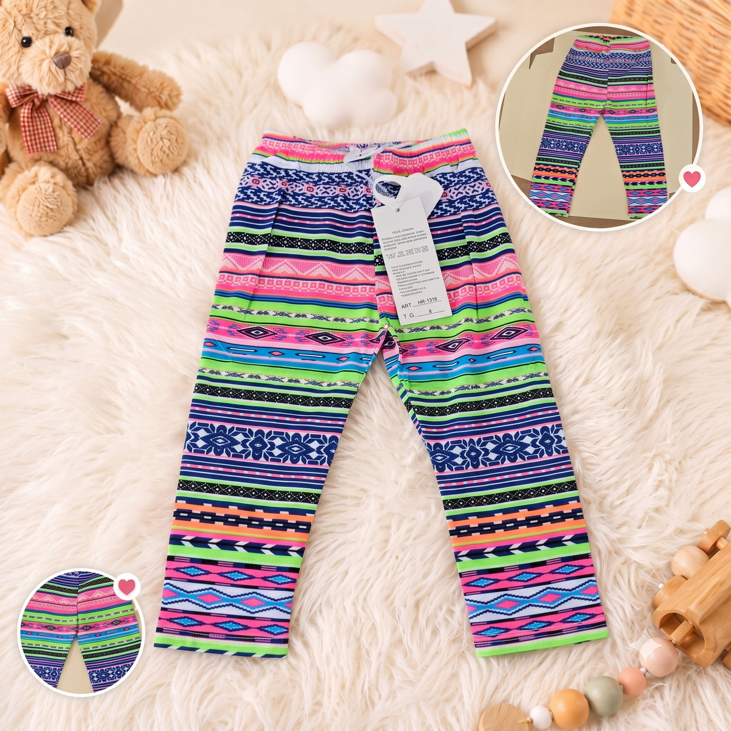 Pantaloni / Colanți pentru Copii cu Model Etnic Multicolor HR-1316