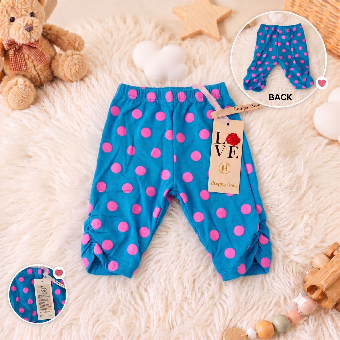 Pantalonași Albastrii cu buline Roz HR-8433