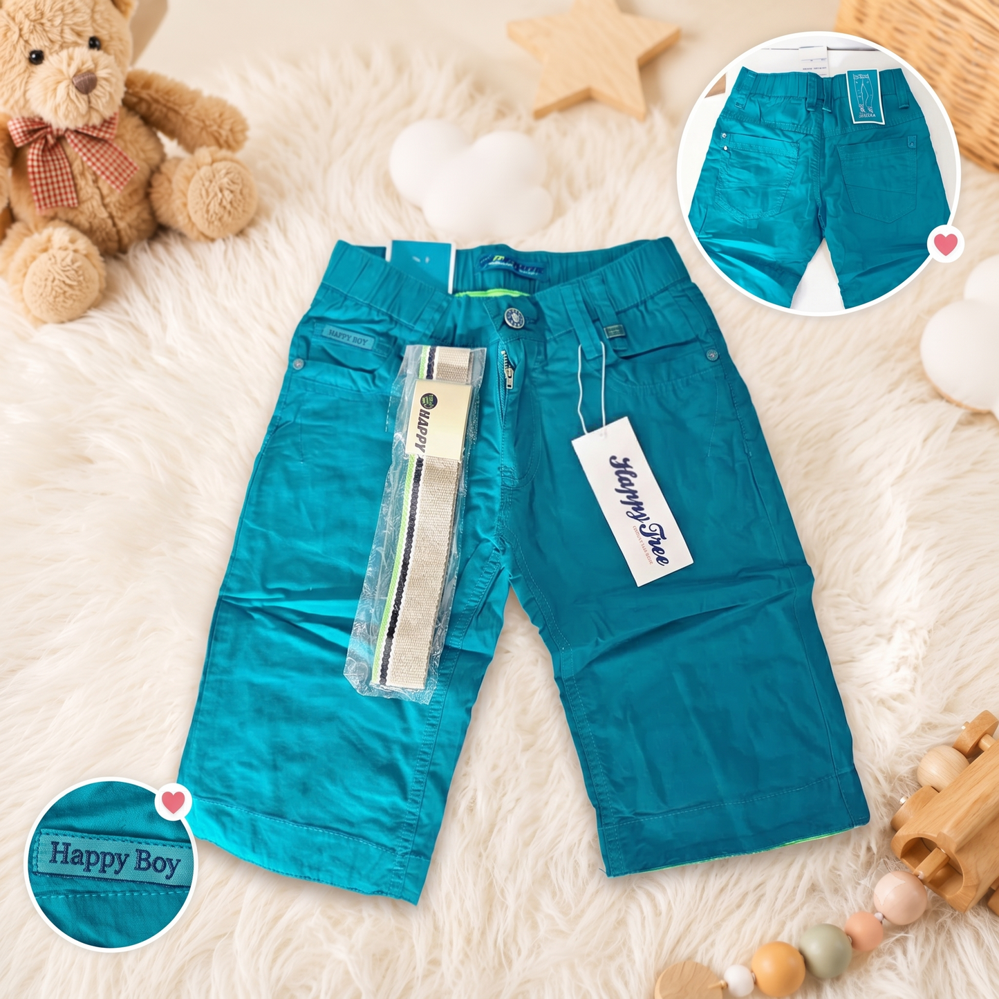 Pantaloni Scurți Cu Curea Inclusă Turcoaz HR-1225