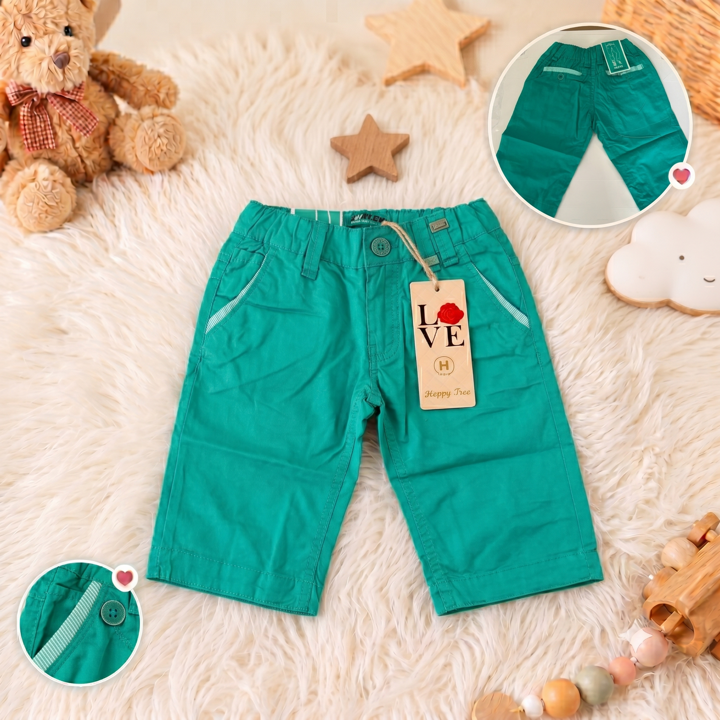 Pantaloni Scurți Eleganți pentru Băieți Verde Smarald cu Curea Inclusa HR-1222