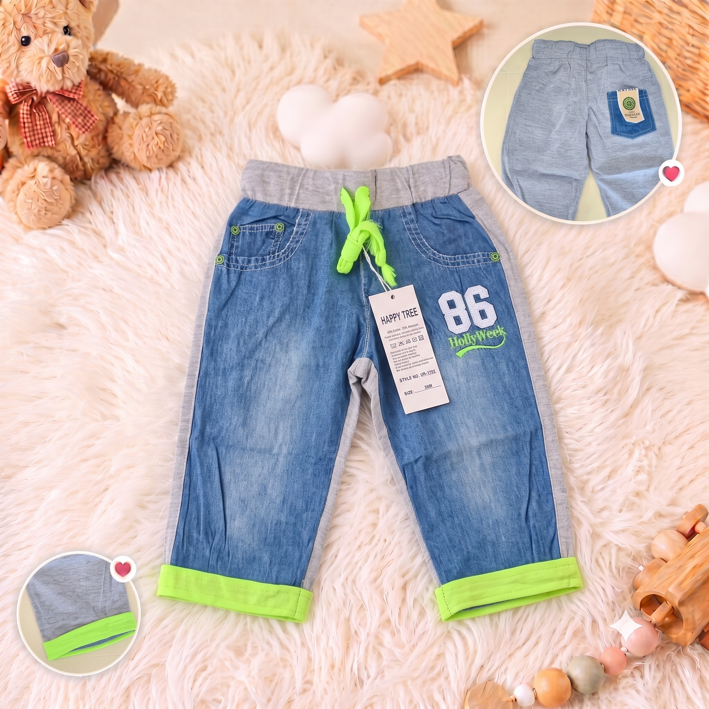 Pantaloni Casual pentru Copii Stil Denim cu Gri HR-1302