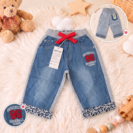 Pantalonași Casual pentru Copii, Stil Denim cu Accente Sport HR-1303