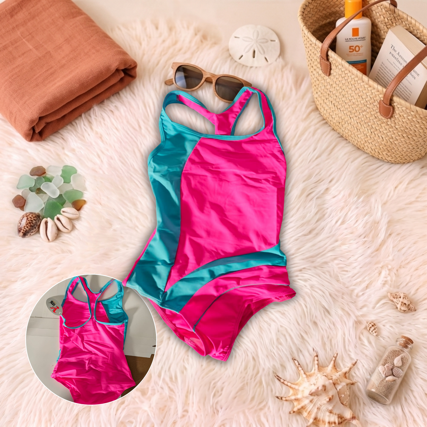 Costum de baie întreg Roz și Albastru S17-19
