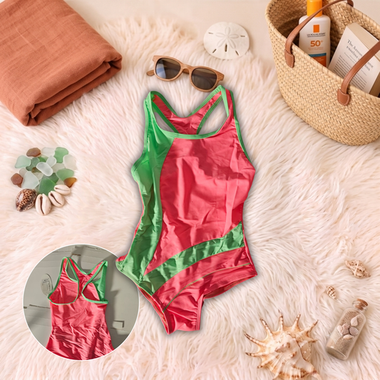 Costum de baie întreg Roz și Verde lime S17-19