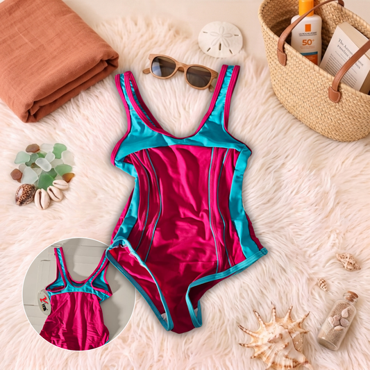 Costum de baie întreg Fucsia și Albastru S12