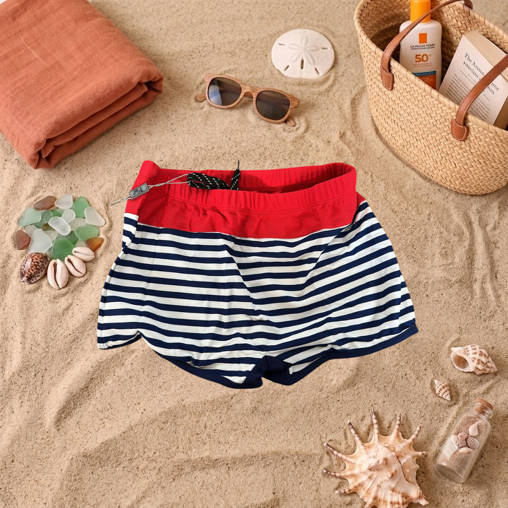 Pantaloni de baie Bleumarin cu Rosu D19-37