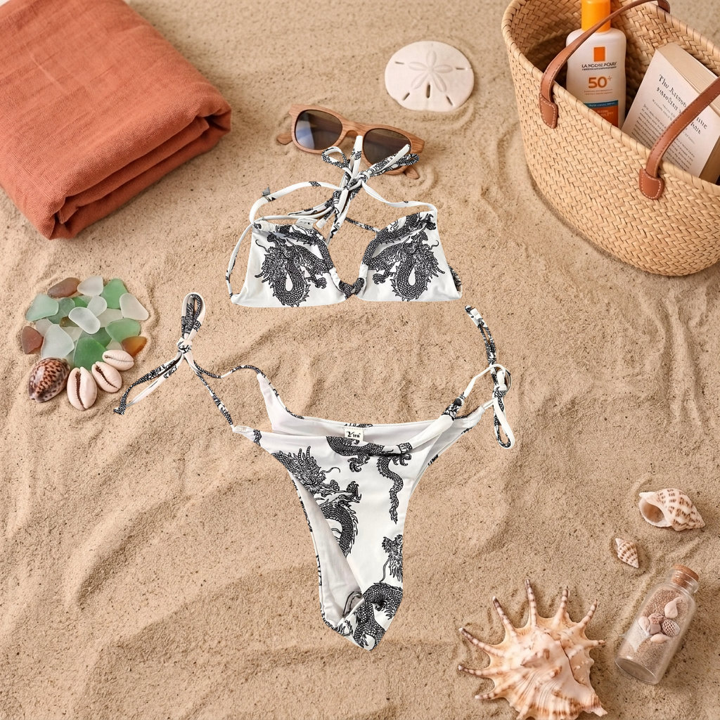 Costum de baie doua piese Alb Z22-15