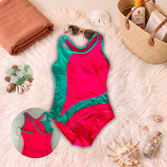 Costum de baie întreg Fucsia si Turcoaz S17-19