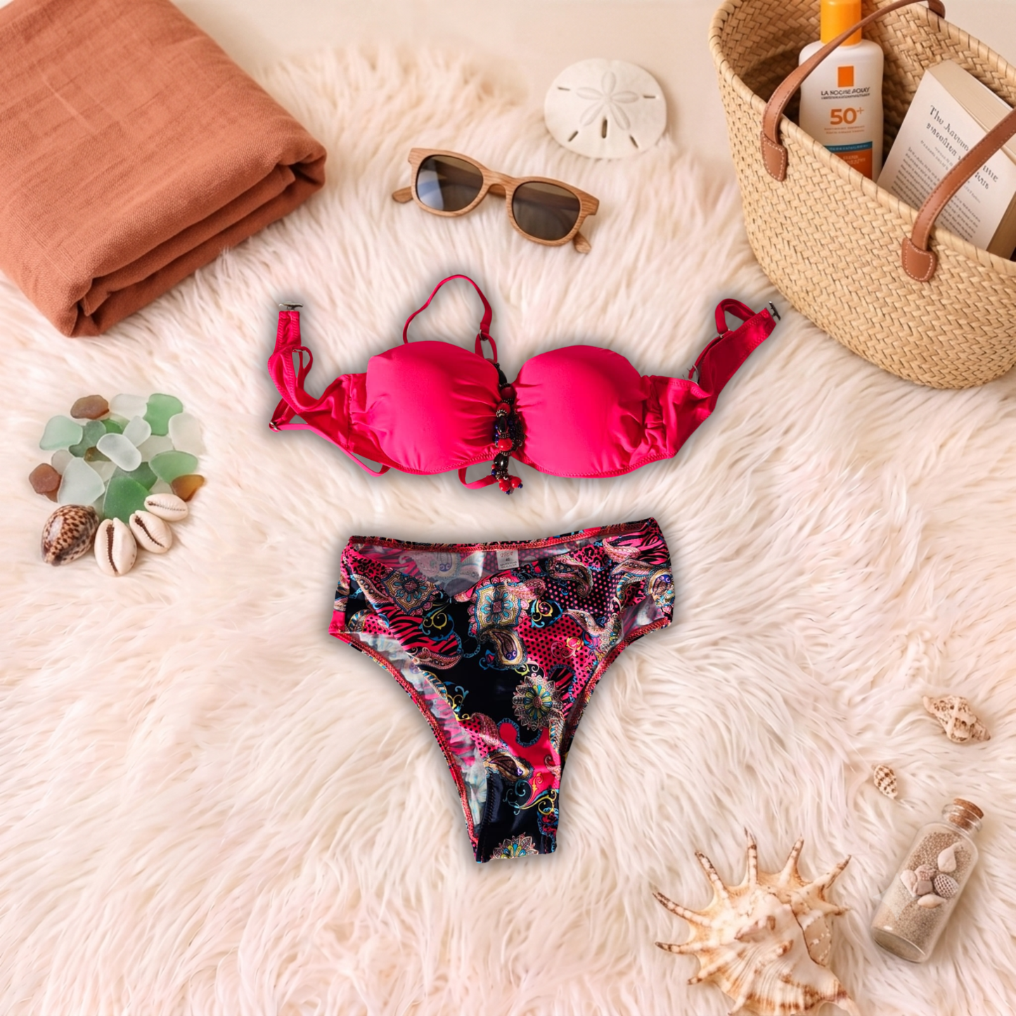 Costum de baie doua piese Fucsia Y19-11