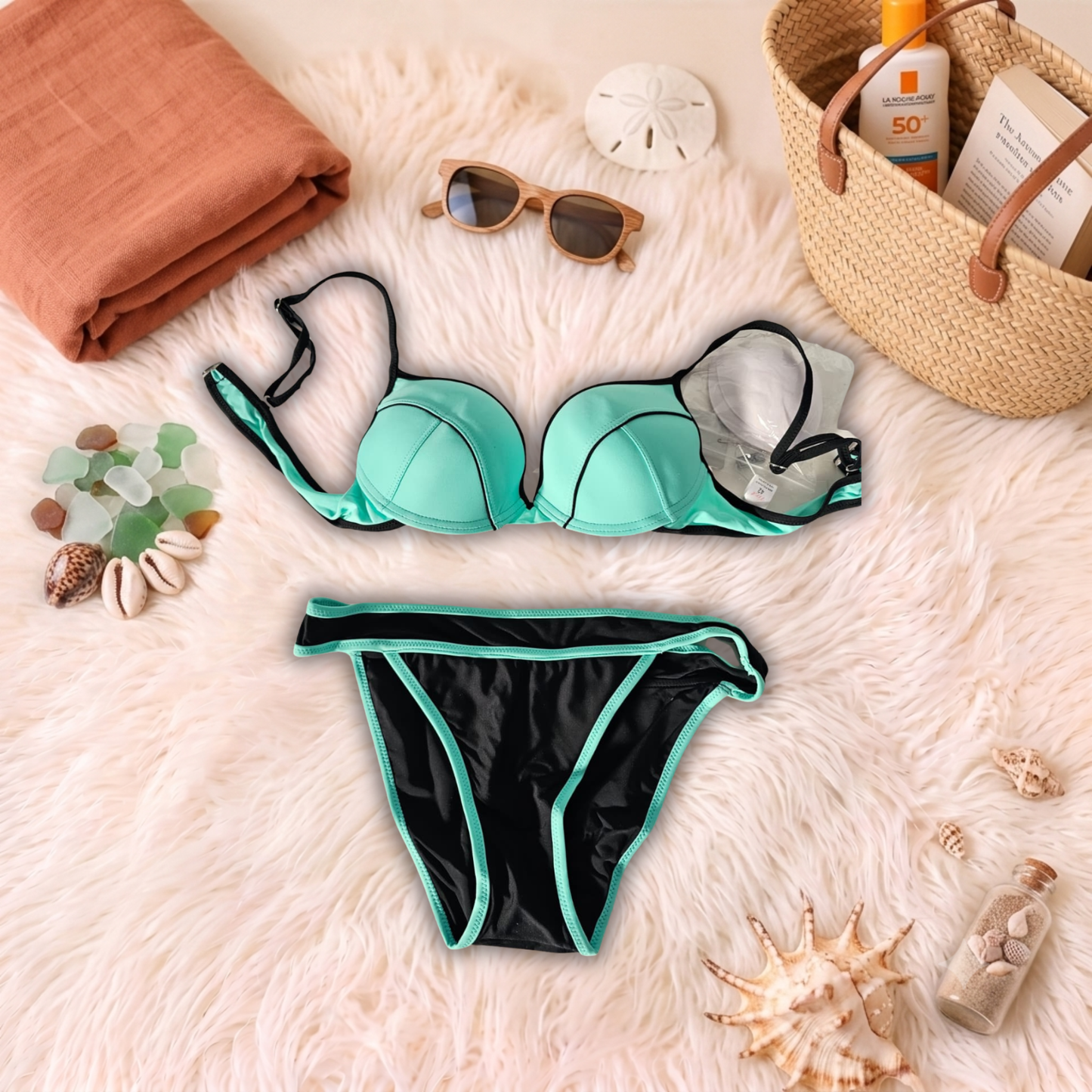 Costum de baie doua piese Turcoaz F0928