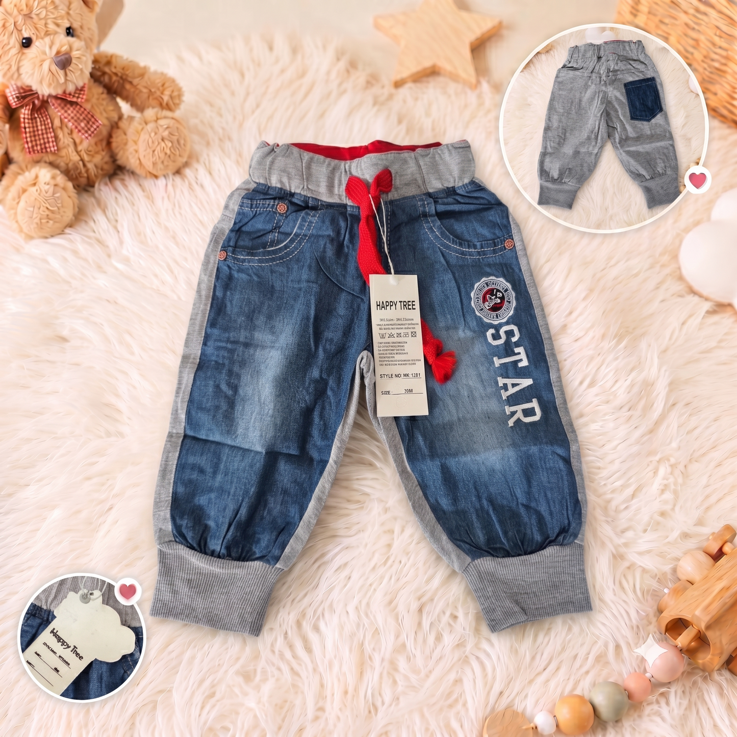 Pantalonași Casual pentru Copii Stil Denim Gri HR-1307