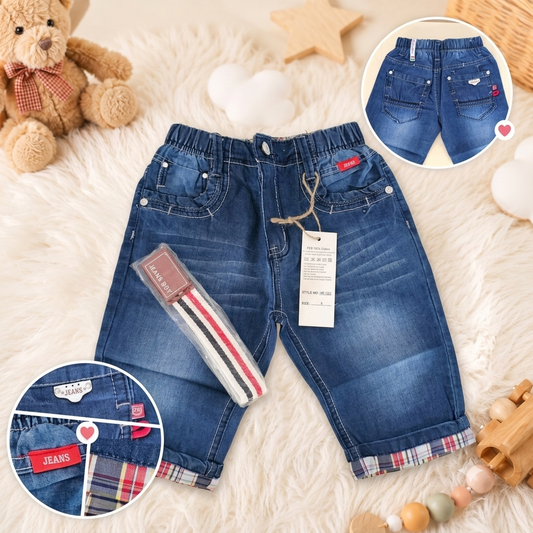 Pantaloni Casual pentru Stil Denim cu Curea Textila HR-1282