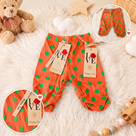 Pantaloni Portocalii cu Buline Verzi HR-8433