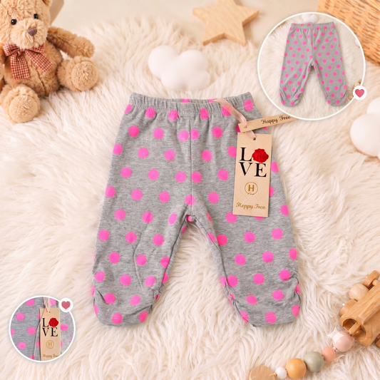 Pantaloni Gri cu Buline Roz HR-8433